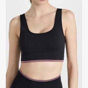 Outdoor Voices Seamless Rib Longline Bra, Black, Large